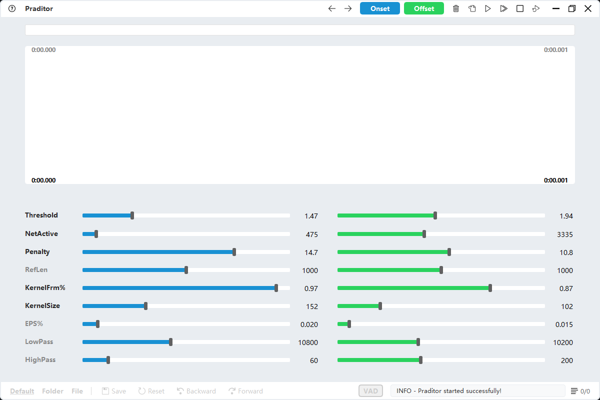 Praditor software interface