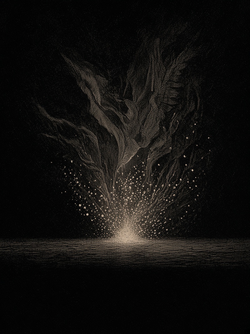 Copperplate spark on a silent horizon, the first onset