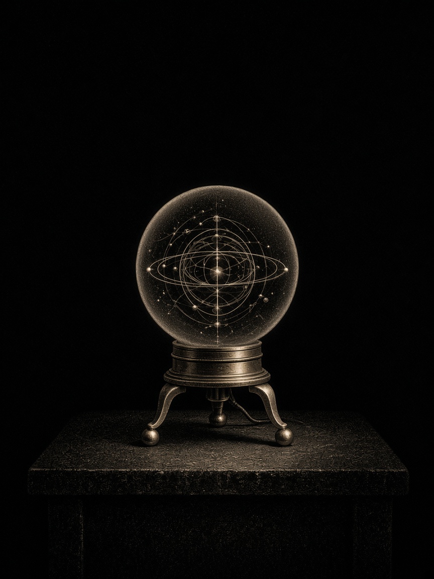 Copperplate glass electronic brain on a night bench