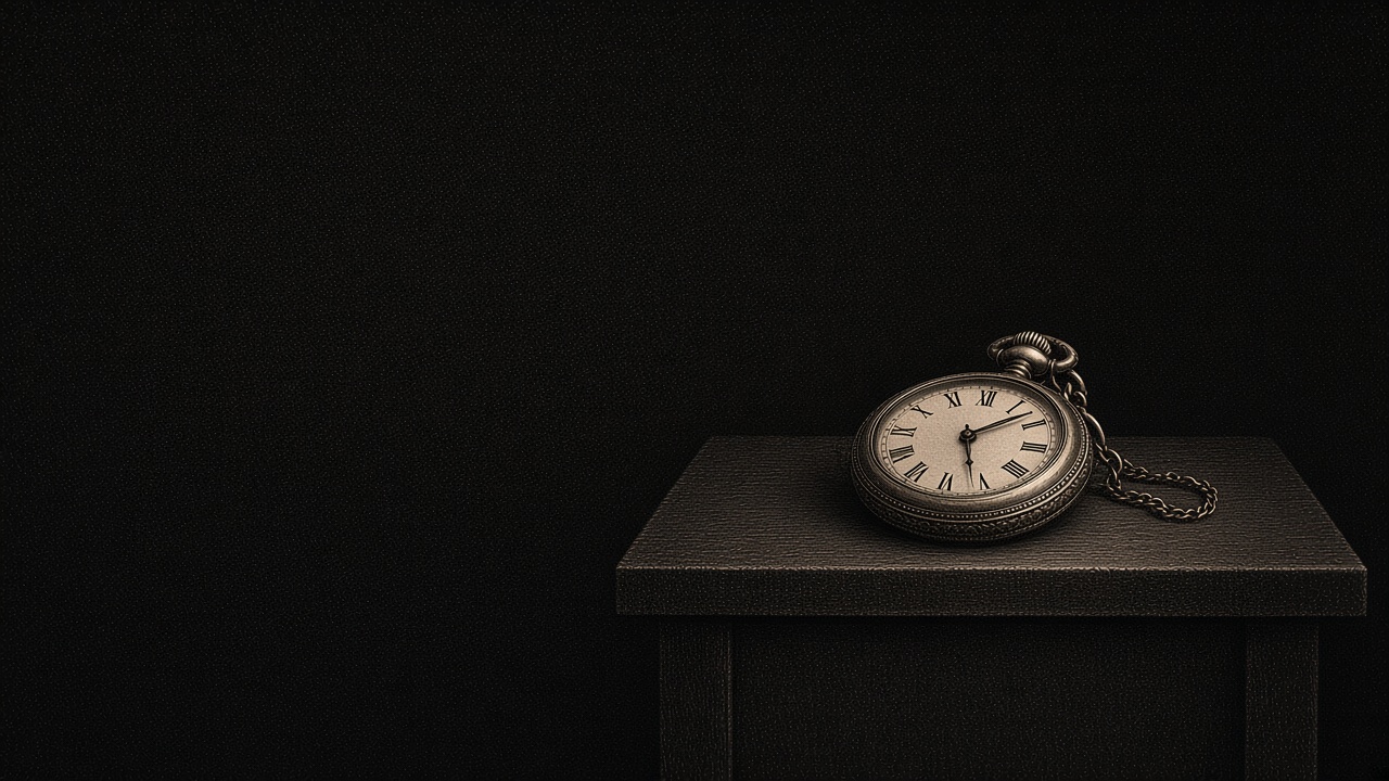 Copperplate pocket watch on a night bench