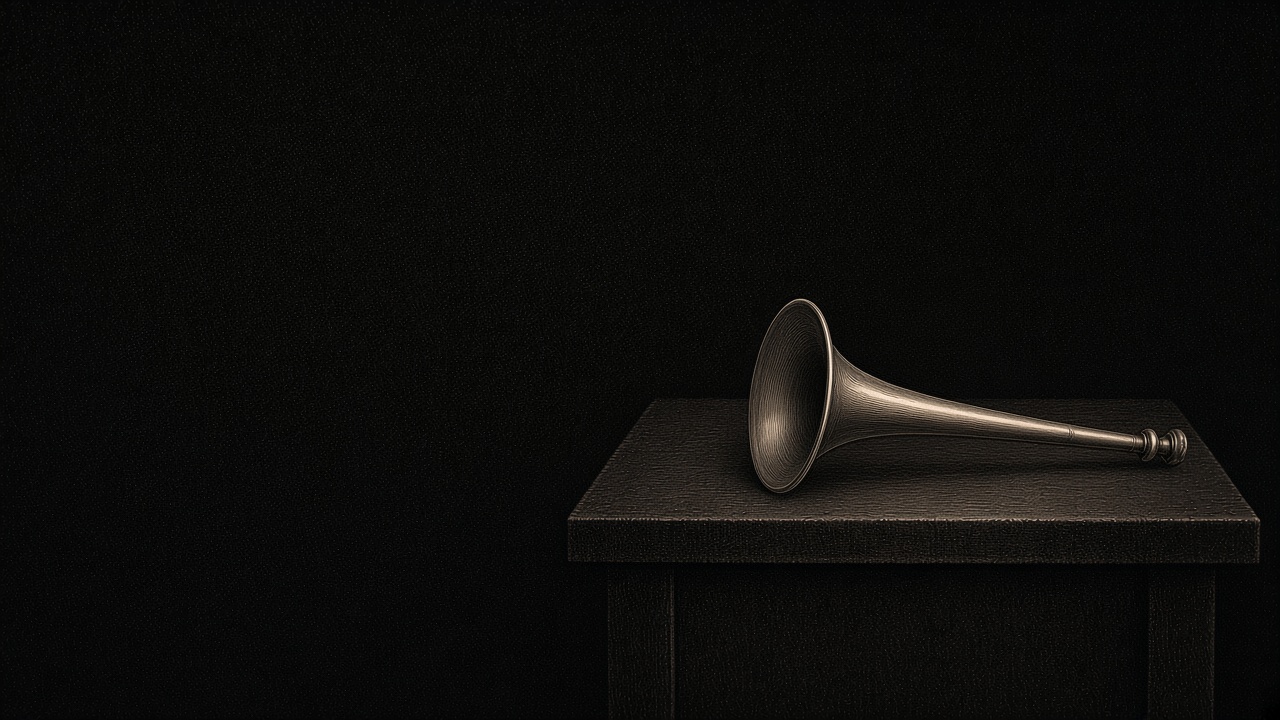Copperplate listening horn on a night bench